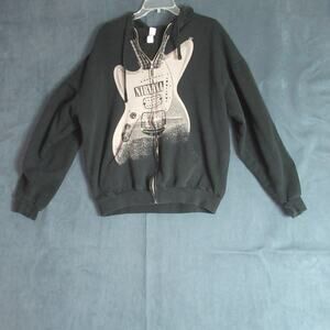 Vintage Nirvana Hoodie XL Black Guitar Logo Y2K Tultex Cobain Grunge Rock Band